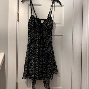 Black and white floral spaghetti strap mini dress